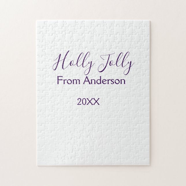 Holly Jolly holidays add name family year purple s Pussel (Vertikal)