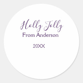 Holly Jolly holidays add name family year purple s Runt Klistermärke