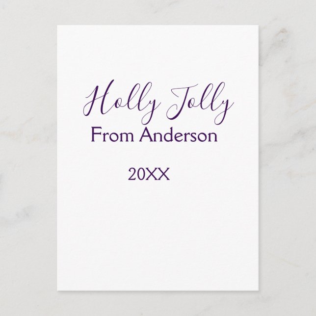 Holly Jolly holidays add name family year purple s Vykort (Framsida)