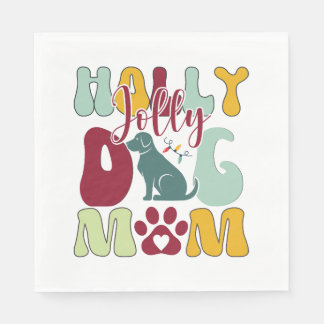 Holly Jolly Hund Mamma jul Retro Pappersservett