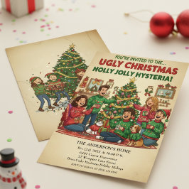 Holly Jolly Hysteria Fula Jultröja Julfest Inbjudningar
