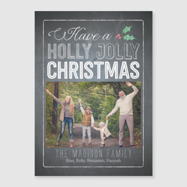 Holly Jolly Jul Anpassningsbar Thin Magnetic Card (Framsida)