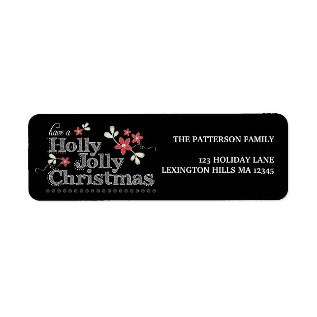 Holly Jolly Jul Chalkboard-adressetikett Returadress Etikett (Framsidan)