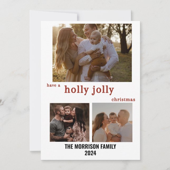 Holly Jolly jul Chic Guld Confetti-kort Julkort (Framsida)