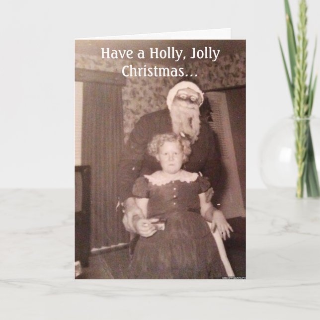 Holly Jolly jul Creepy Santa Card Tack Kort (Framsida)