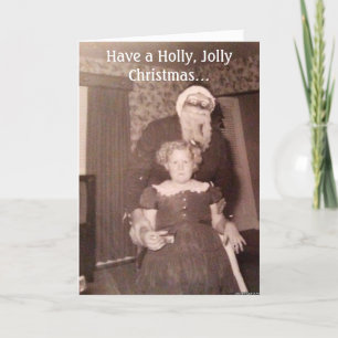 Holly Jolly jul Creepy Santa Card Tack Kort