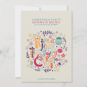 Holly Jolly jul Dinner Party Menu Inbjudningar