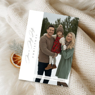 Holly Jolly jul-familjens minimalistfamiljfoto Julkort