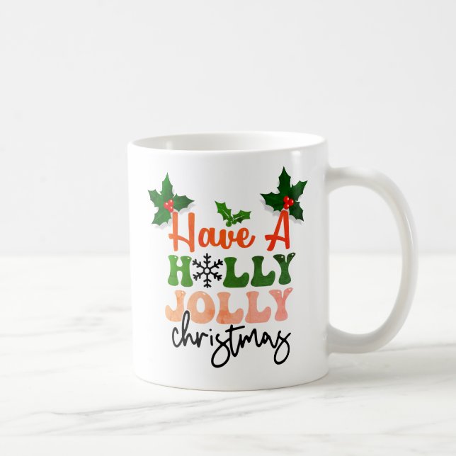 Holly Jolly jul Festive Helgdag Design Kaffemugg (Höger)