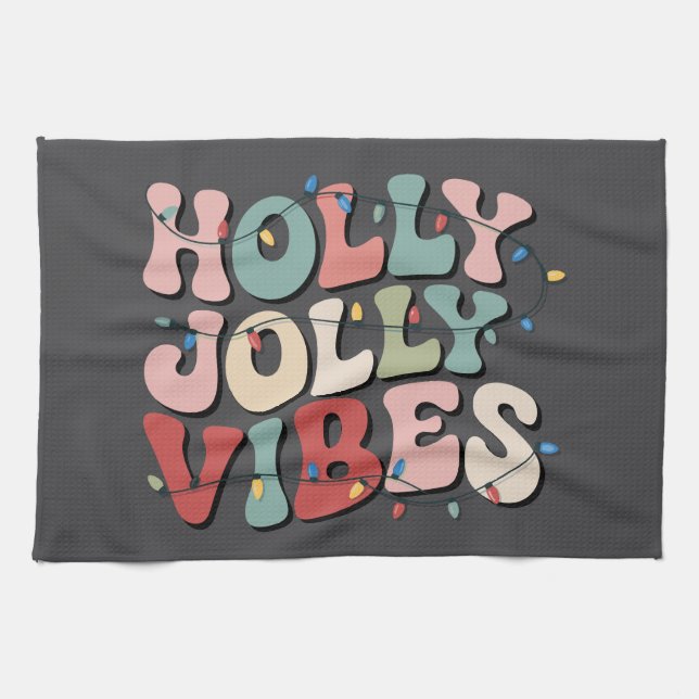 Holly Jolly jul Gift Family Julafton Helgdag Kökshandduk (Horisontell)