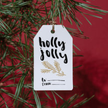 Holly Jolly jul Gift Märkre med Gräs Gren