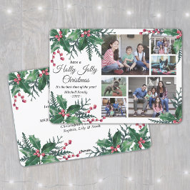 Holly Jolly jul Greenery 6 Photo Collage Julkort