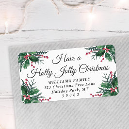 Holly Jolly jul Greenery Returadress Adressetikett
