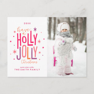 Holly Jolly jul Helg Vykort