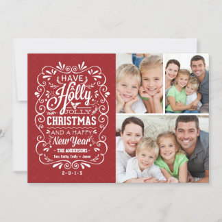 Holly Jolly jul Helgdag Photo Collage Card Julkort