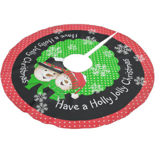Holly Jolly jul Helgdag Träd Skirt Julgransmatta Borstad Polyester