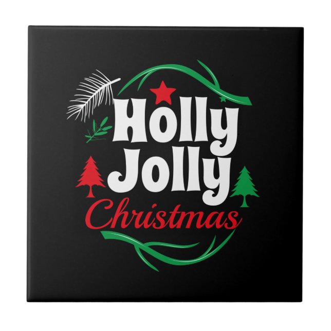 Holly Jolly jul Kakelplatta (Framsidan)