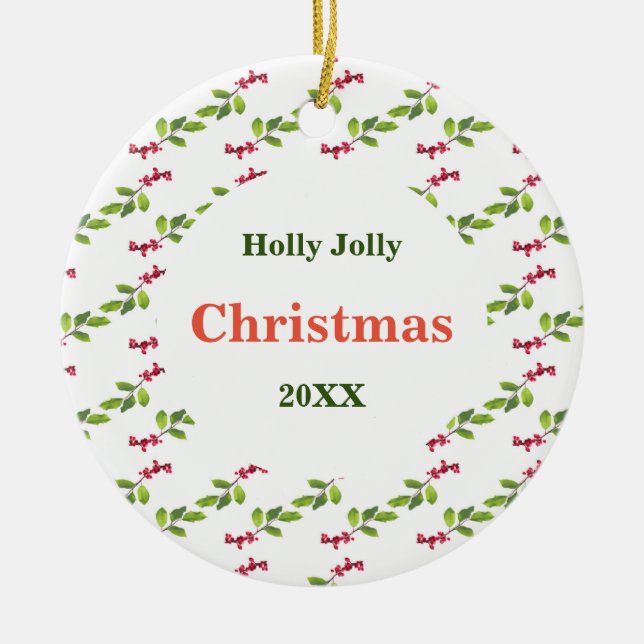 Holly Jolly jul med år Ornament (Framsidan)