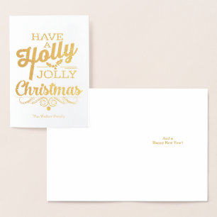 Holly Jolly jul med Namn Folierat Kort