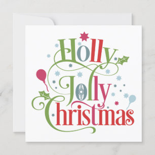 Holly Jolly jul Modern skriptruta Julkort