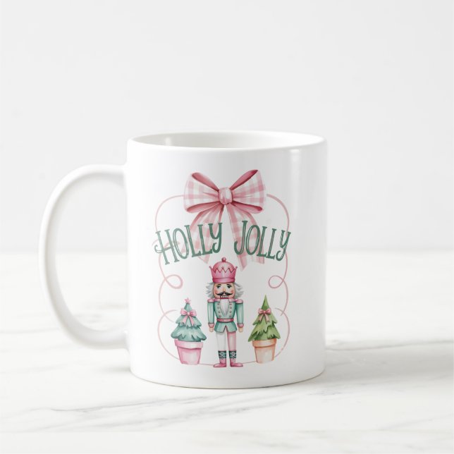 Holly Jolly jul Nutcracker Coquette Preppy Kaffemugg (Vänster)