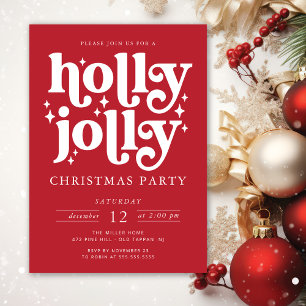 Holly Jolly jul Party Inbjudningar