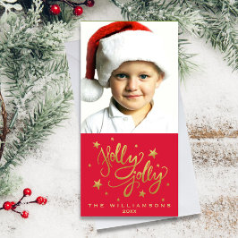 Holly Jolly jul Photo | Whimsique Red Guld Julkort