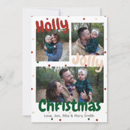 Holly Jolly jul Polka-prickjulkort Julkort