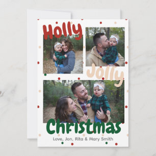 Holly Jolly jul Polka-prickjulkort Julkort