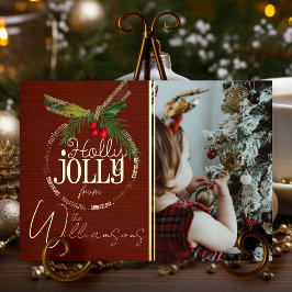 Holly Jolly jul Red med Holly Berry Guld