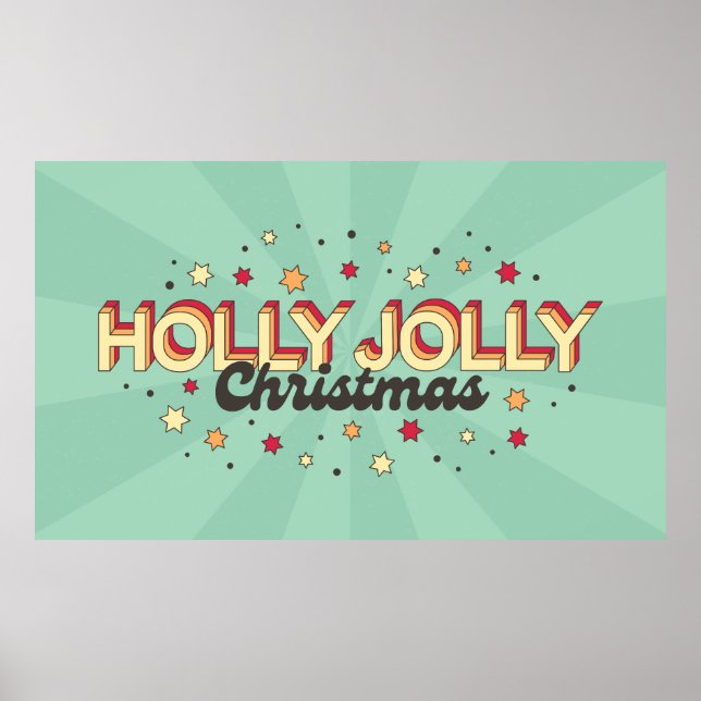 Holly jolly jul retro tecknads typography poster (Framsidan)