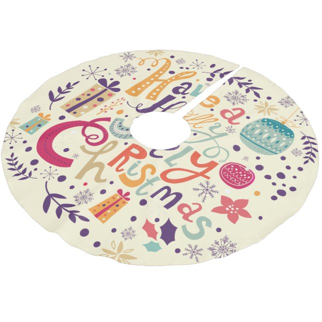 Holly Jolly jul Retro Wandan Julgransmatta Borstad Polyester (Vinklad)