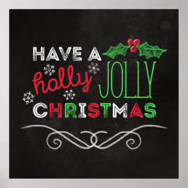 Holly Jolly jul Rustic Chalkboard Poster