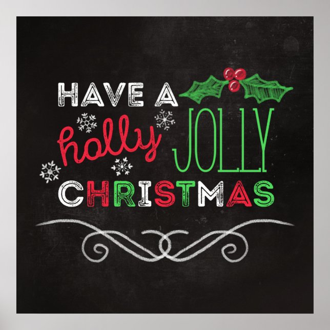 Holly Jolly jul Rustic Chalkboard Poster (Framsidan)
