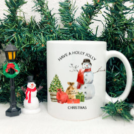 Holly Jolly jul Snögubbe, Träd, Paket Kaffemugg