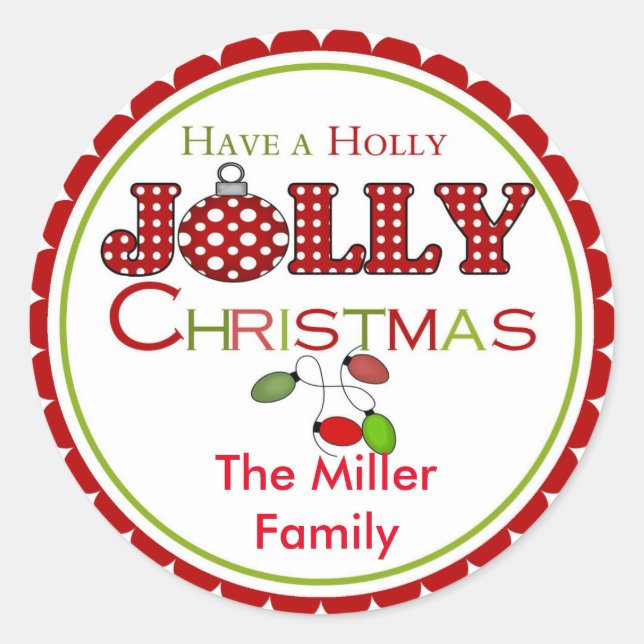 Holly Jolly Jul Stickers etiketter (Framsida)