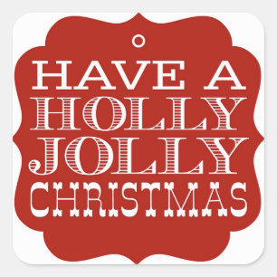 Holly Jolly jul Stickers Fyrkantigt Klistermärke