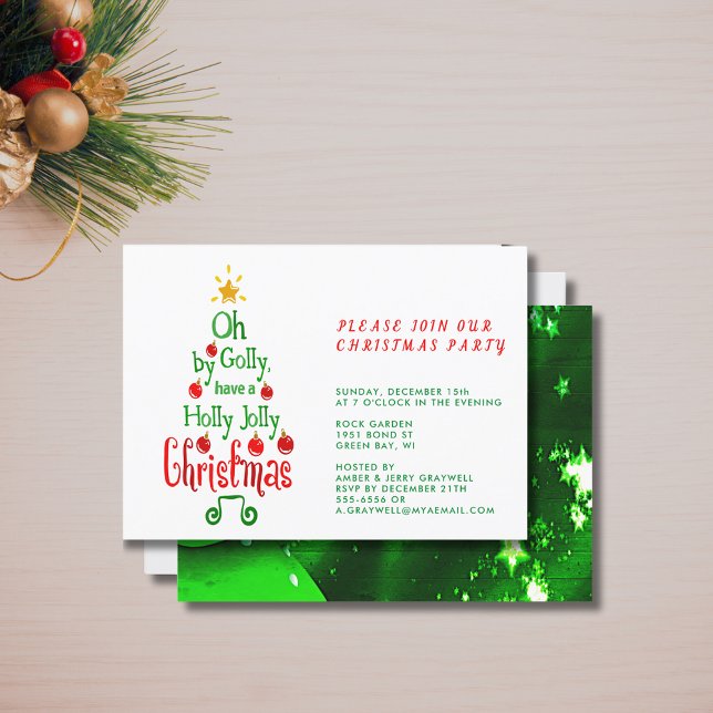 Holly Jolly jul Typography Classic Sång Inbjudningar (Holly Jolly Christmas Typography Classic Song Invitation)