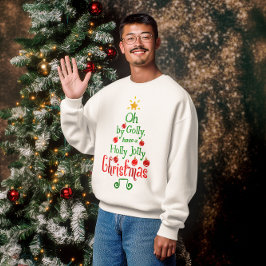 Holly Jolly jul Typography Classic Sång Lång Ärmad Tröja