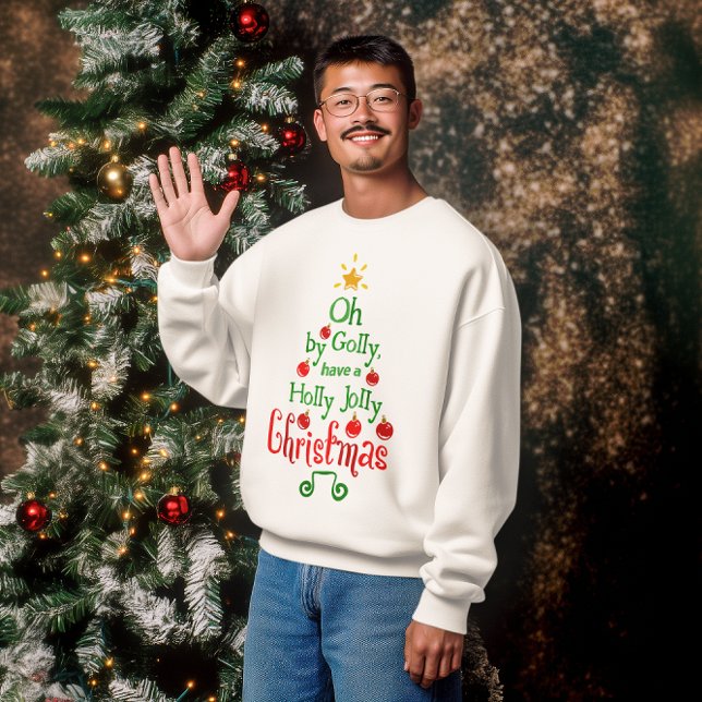 Holly Jolly jul Typography Classic Sång Lång Ärmad Tröja (Holly Jolly Christmas Typography Classic Song sweatshirt)