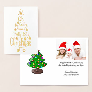 Holly Jolly jul Typography Guld Image , ZSG Folierat Kort