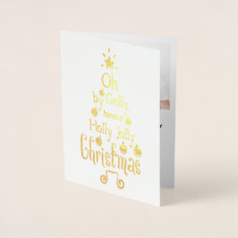 Holly Jolly jul Typography Guld Image , ZSG Folierat Kort