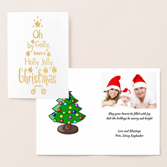 Holly Jolly jul Typography Guld Image , ZSG Folierat Kort (Display)