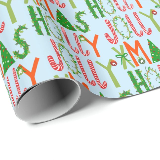 HOLLY JOLLY JULAFTON Cute Retro julgåva Presentpapper (Rullad Hörn)