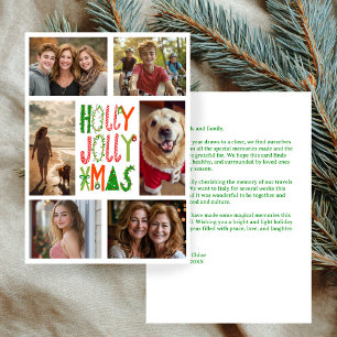 HOLLY JOLLY JULAFTON Hand Drawn ANPASSNINGSBAR 6 P Julkort