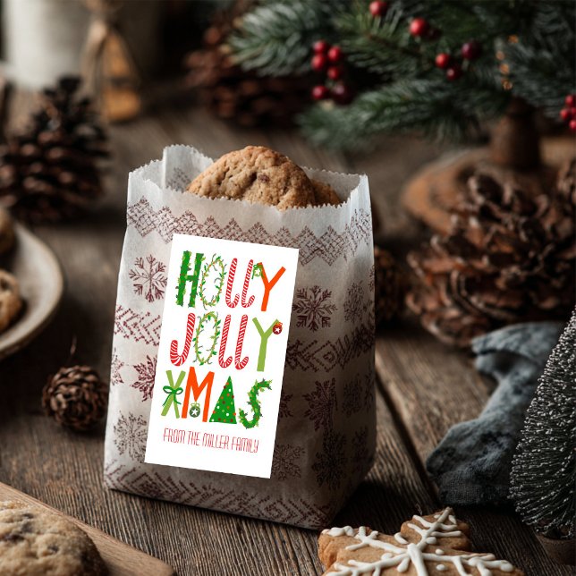 HOLLY JOLLY JULAFTON Helgdag-ANPASSNINGSBARNA Fraktsedel (HOLLY JOLLY XMAS Holiday Christmas CUSTOM Label
)