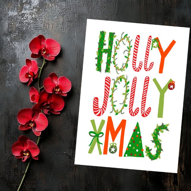 HOLLY JOLLY JULAFTON Helgdagars jul - platt kort (HOLLY JOLLY XMAS Sweet Holidays Christmas Flat card
)