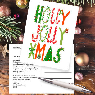 HOLLY JOLLY JULAFTON Letar ANPASSNINGSBAR jul Vykort