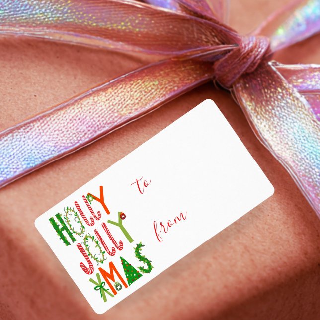 HOLLY JOLLY JULAFTON Sweet Helgdag jul Fraktsedel (HOLLY JOLLY XMAS Sweet Holiday Christmas TO FROM Gift Label Sticker
)