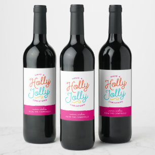 Holly Jolly Juletiketters Vinflaska Etikett